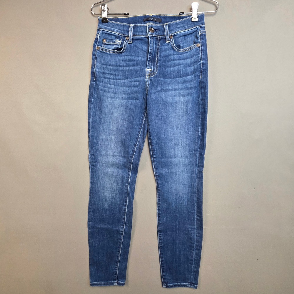7 For All Mankind Jeans Women's Skinny Ankle Mid Rise Blue Denim 26